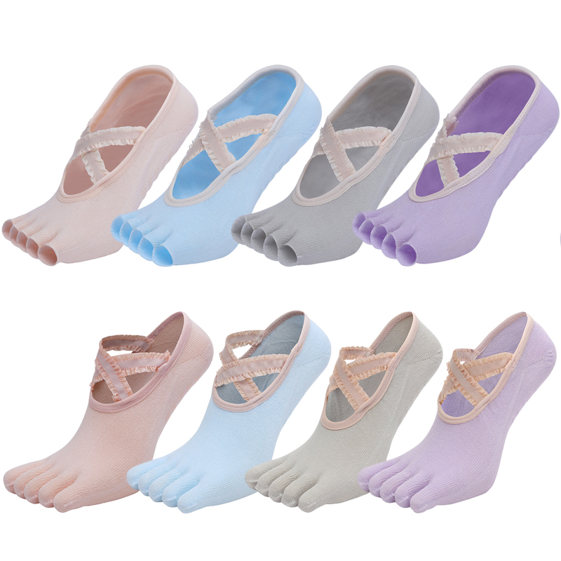 Toe Sock Split - Cinco dedo meias de yoga laço
