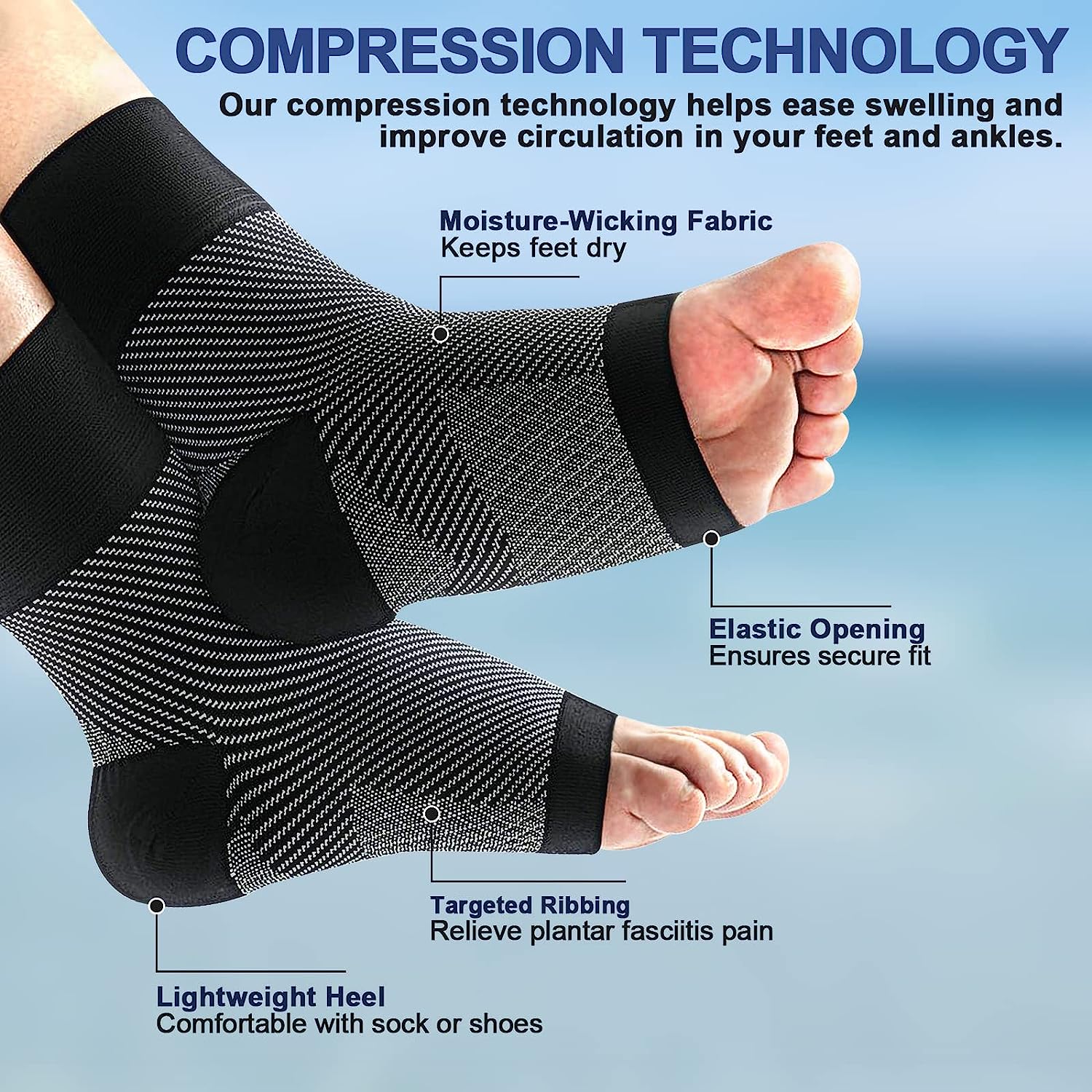 1 par de meias de compressão p - Ankle Brace Sock avaliação e preço