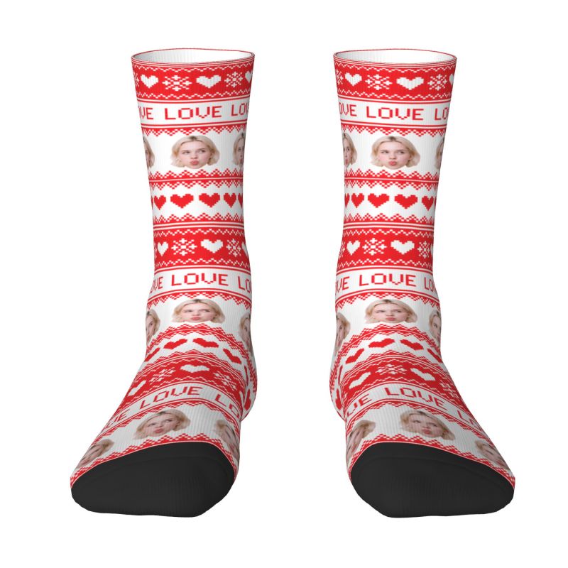 Natal personalizado rosto foto - Dress Sock Men avaliação e preço
