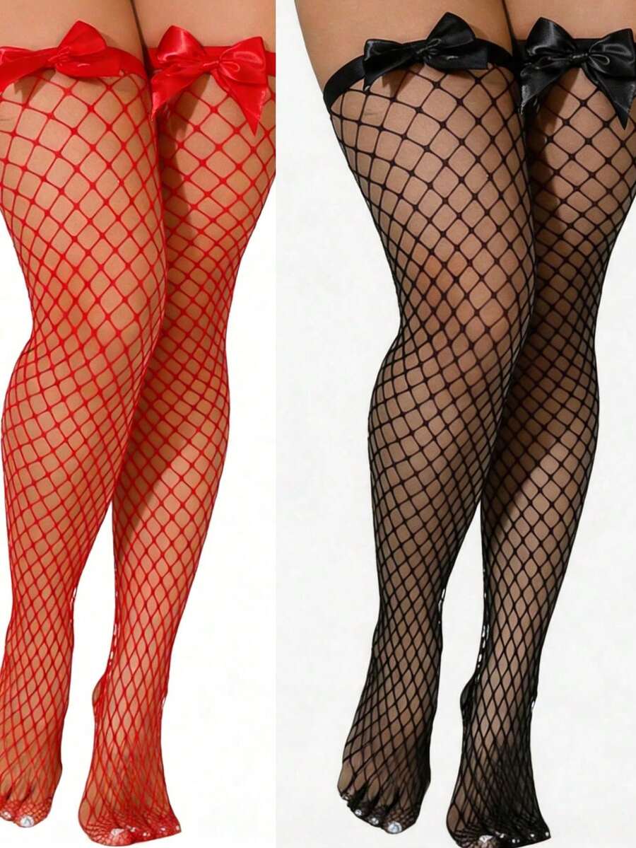 Meias de Rede com Laço Decorat - Fishnet Stocking Women avaliação e preço